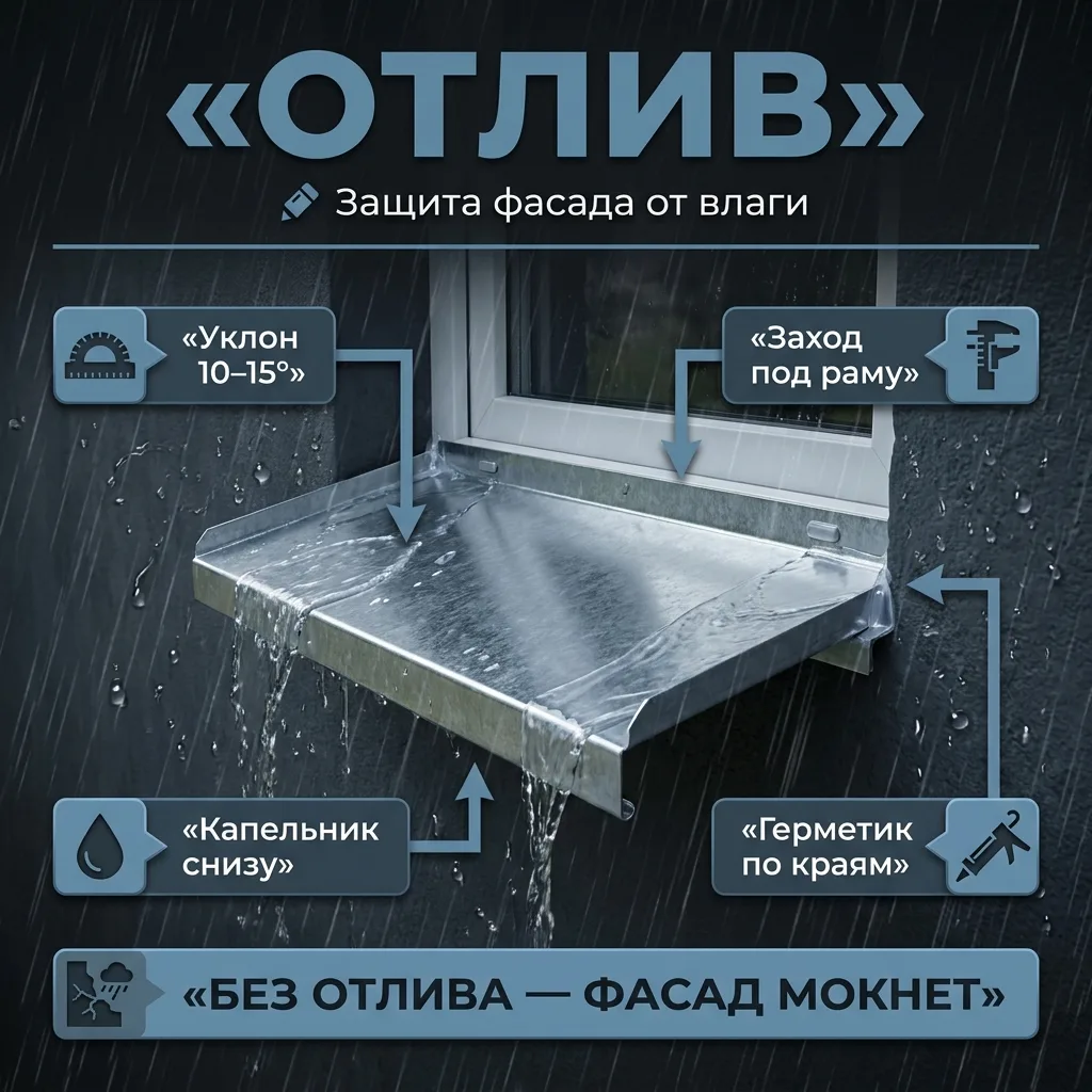 🌧️ Отлив на окне: копеечная железка, из-за которой потом течёт весь фасад