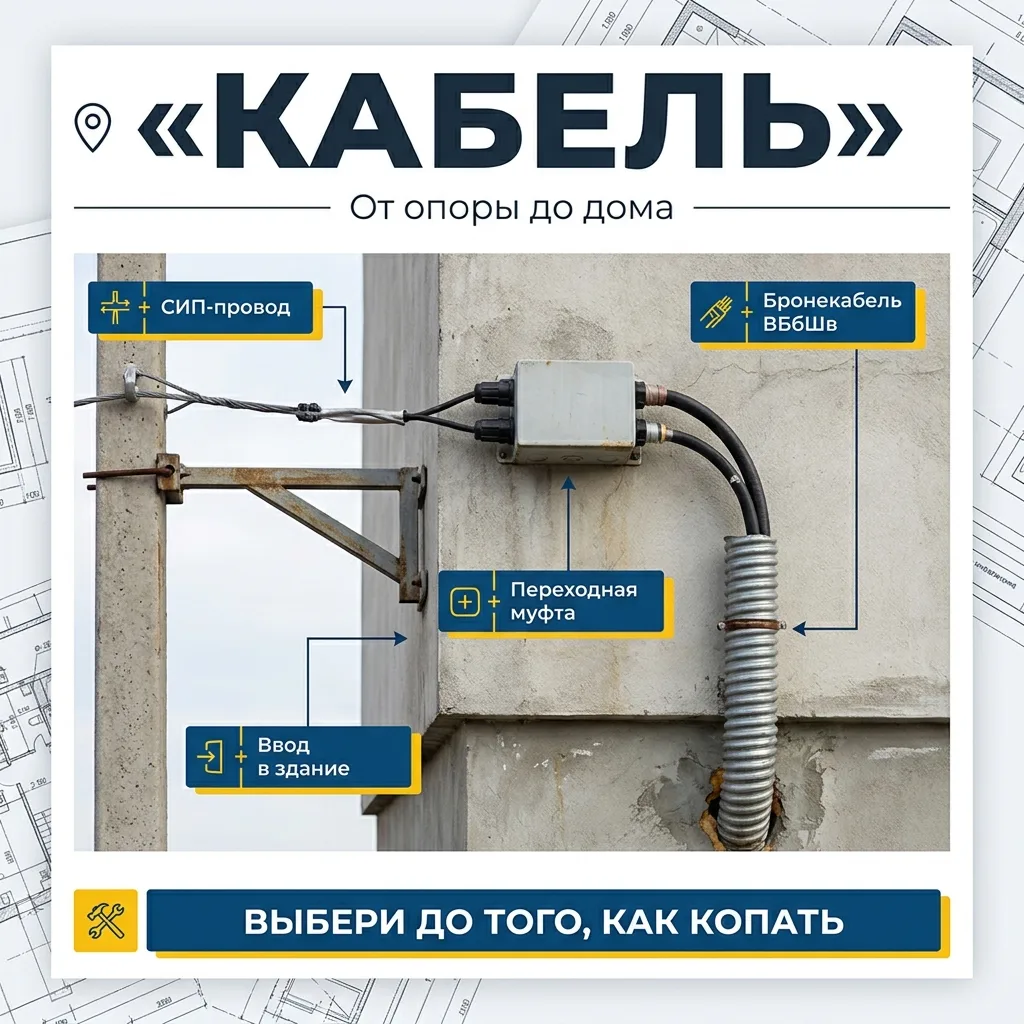 🗄️ СИП или бронированный кабель: чем тянуть 15 метров от опоры до дома и не спалить бюджет