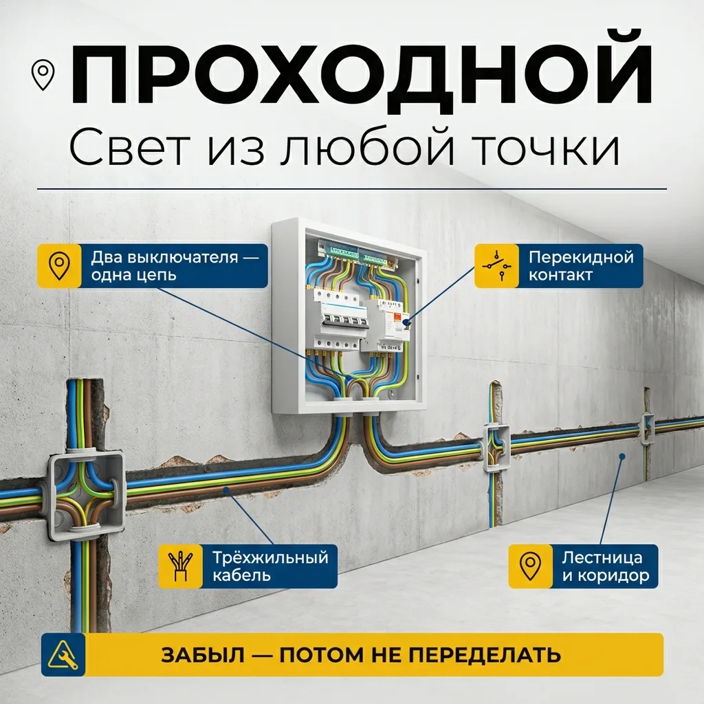 💡 Проходные выключатели: где нужны и как не забыть при разводке