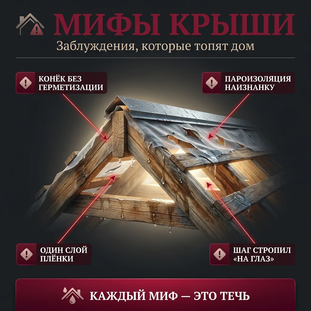 🏡 Мифы о крыше: 5 заблуждений, из-за которых потом текут потолки