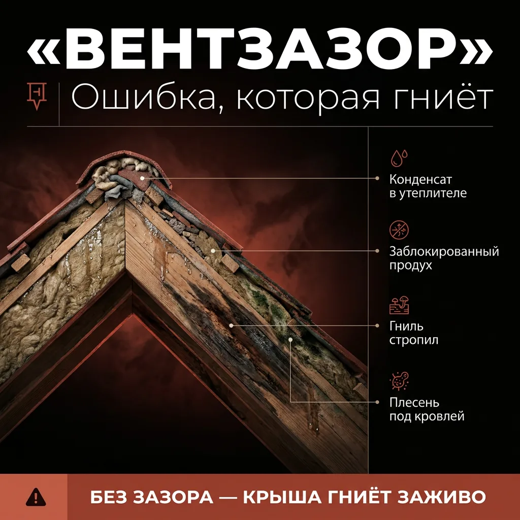 💧 Вентзазор в крыше: невидимая ошибка, которая гниёт изнутри годами