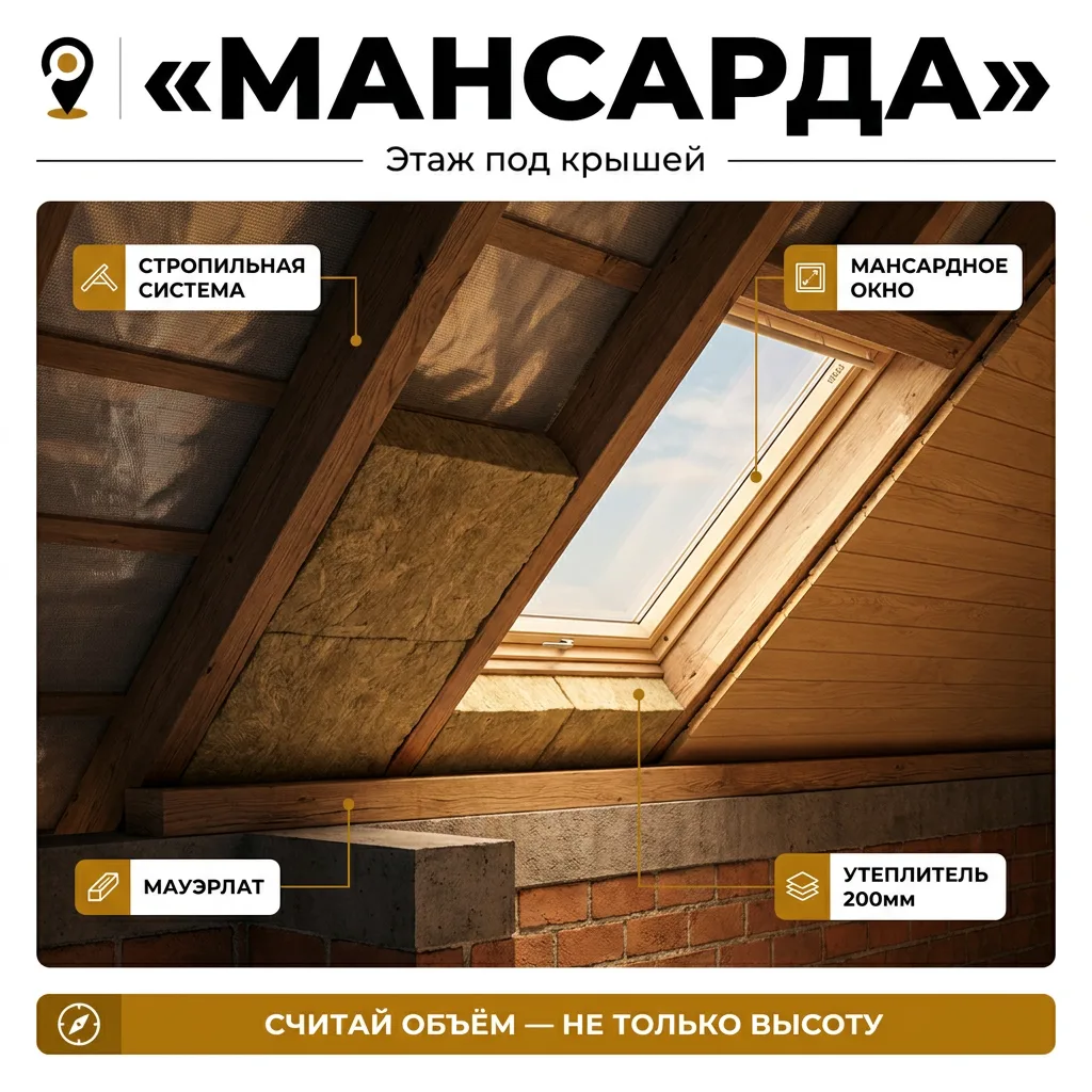 💧 Мансарда: когда крыша становится этажом, а не просто покрытием