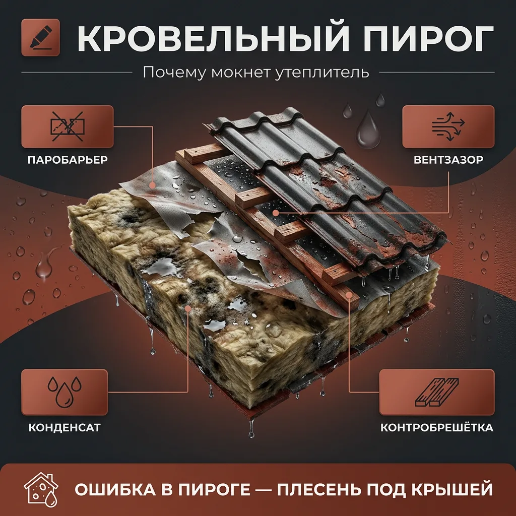 🏡 Мифы о кровельном пироге: 5 заблуждений, из-за которых мокнет утеплитель