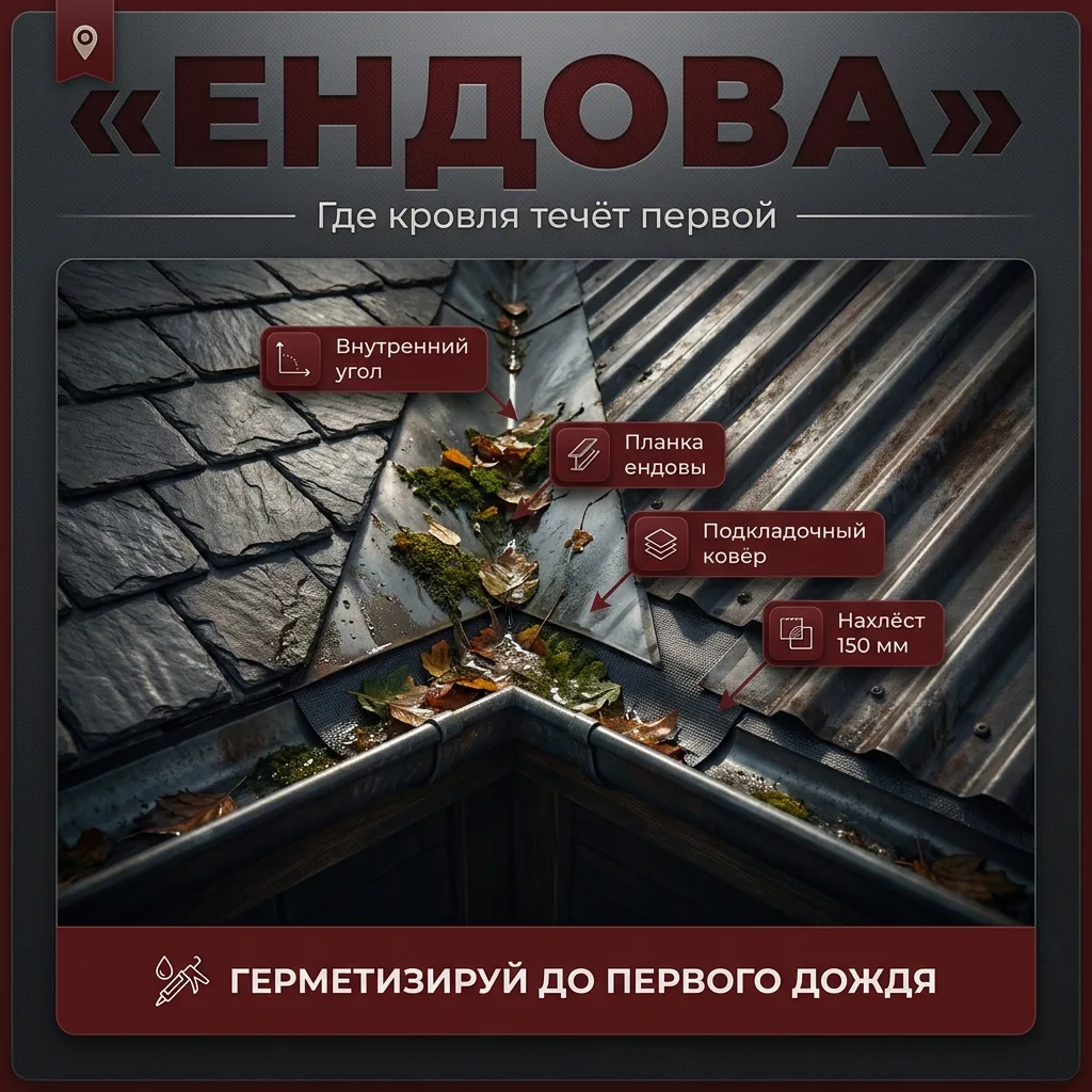 🧭 Ендова крыши: узел сложной кровли, где чаще всего течёт