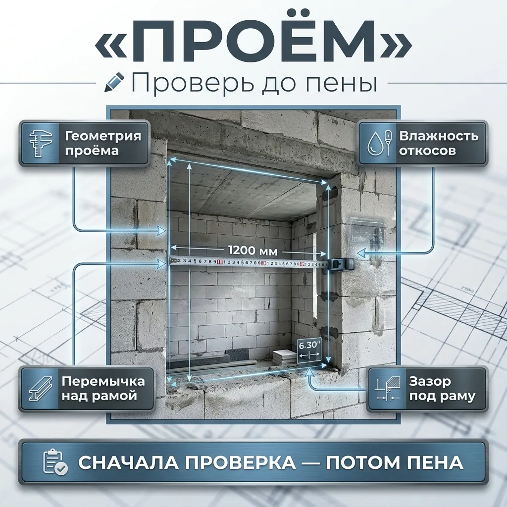 🪟 Установка окон в готовые проёмы: что проверить до монтажной пены