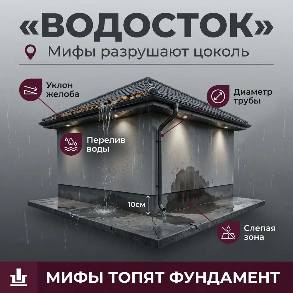 🏡 Мифы о водостоке: 5 заблуждений, из-за которых мокнет цоколь