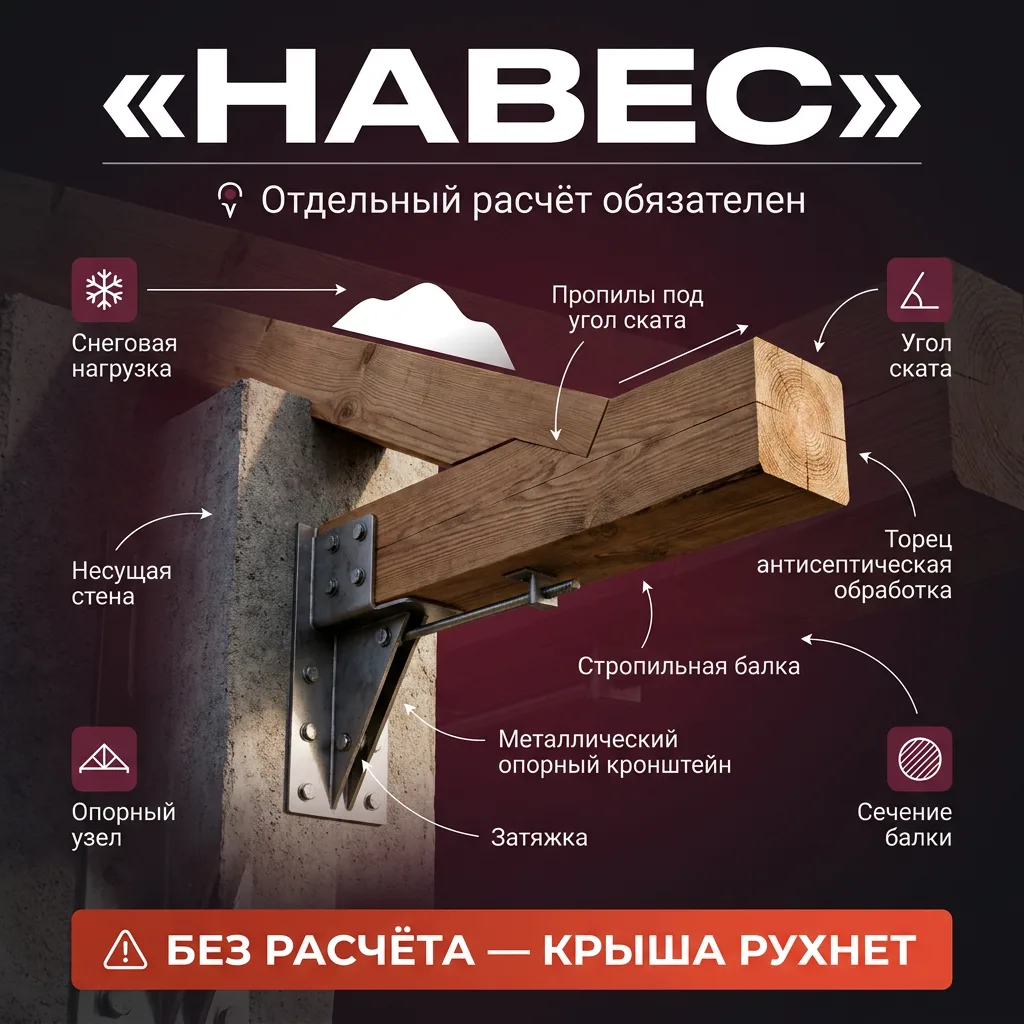 🧱 Терраса и навес: крыша, которая требует отдельного расчёта