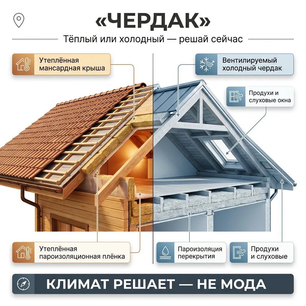 🏡 Тёплый чердак vs холодный: что выбрать для климата Приазовья