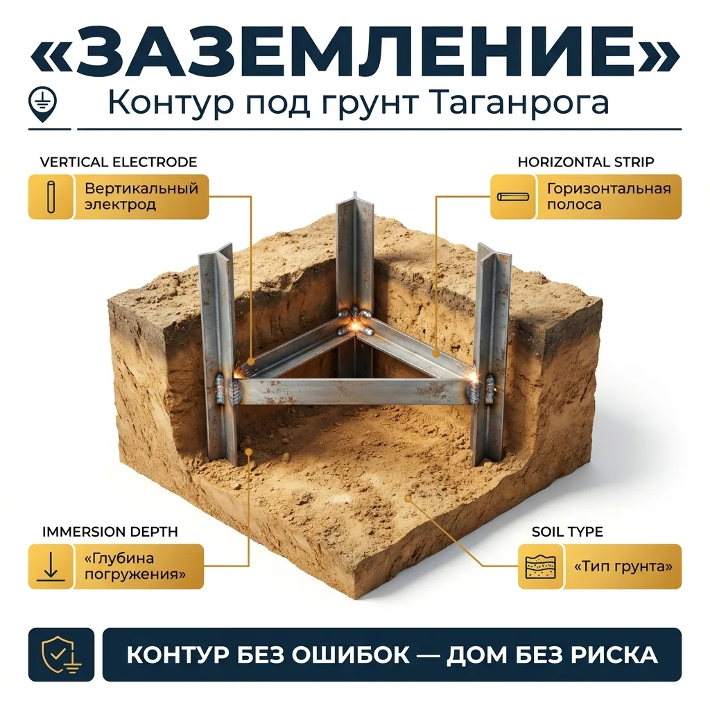 🌍 Заземление в Таганроге: сколько электродов и на какую глубину бить, чтобы контур реально работал
