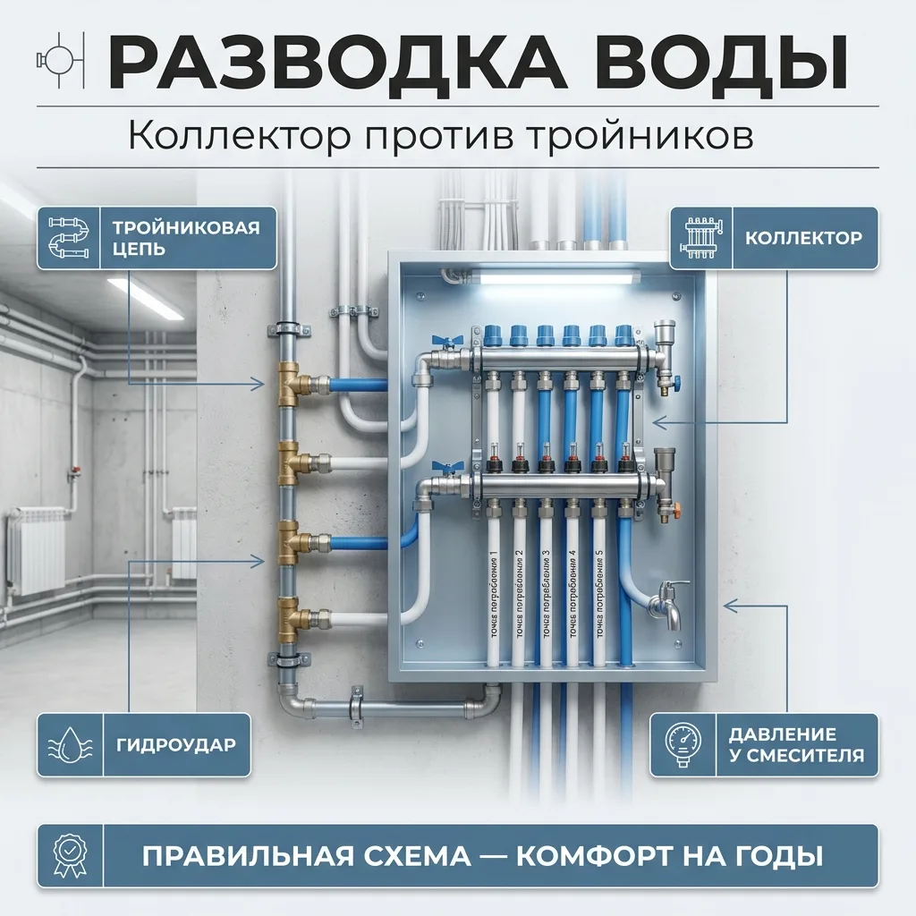 🚿 Разводка воды: коллекторная или последовательная — что для дома лучше