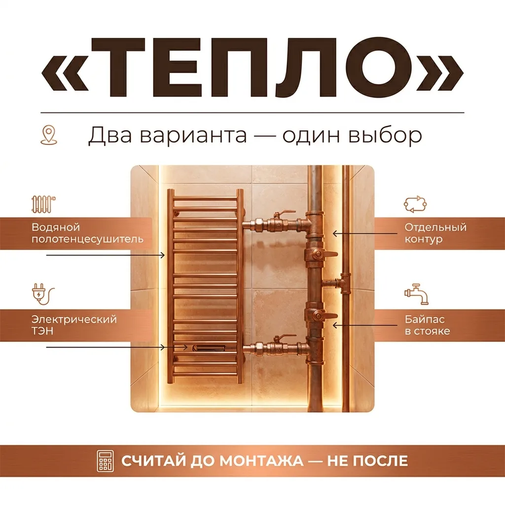 🛁 Полотенцесушитель: от отопления или отдельный контур — что выгоднее
