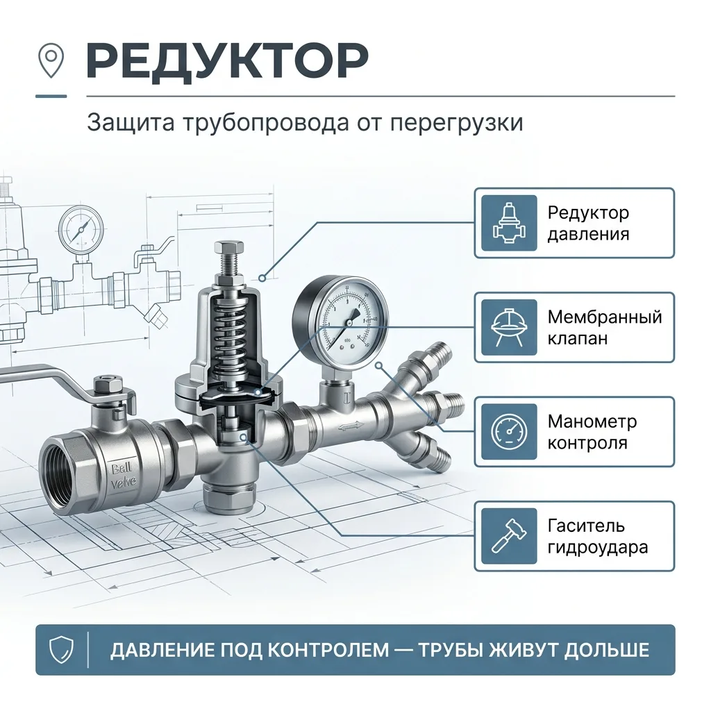 ⚙️ Давление в системе: редуктор давления — зачем он, если насос и так качает