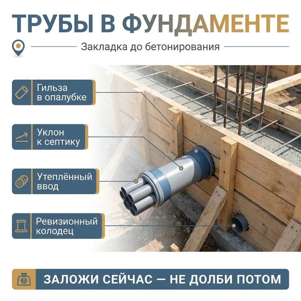 🚿 Летний душ и мойка на улице: почему трубы под них закладывают на этапе фундамента, а не потом