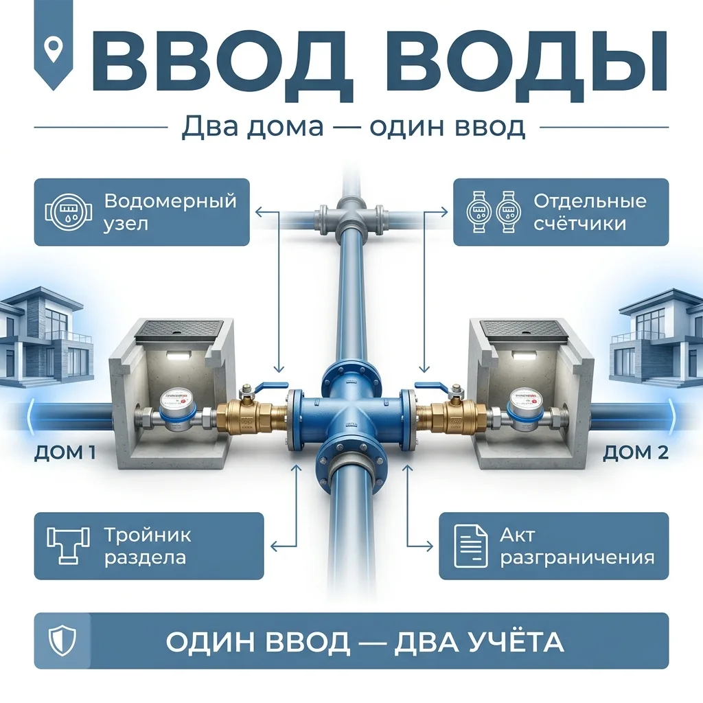 🚰 Совместный ввод воды на два дома: как делить по документам и трубам