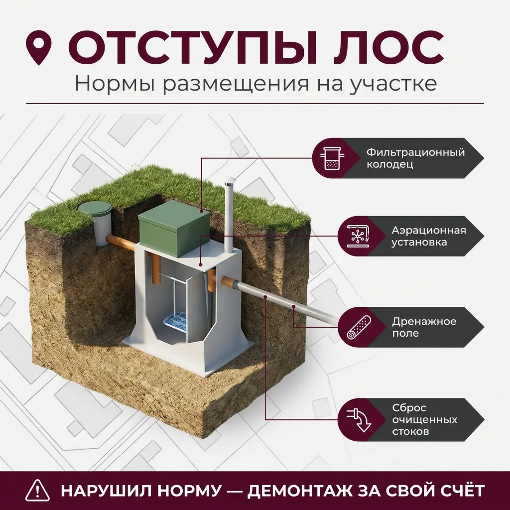 🧫 Куда ставить септик, чтоб потом не сносить: отступы ЛОС от соседей в Таганроге