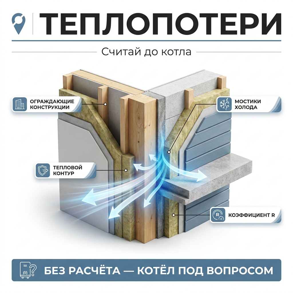 📉 Расчёт теплопотерь дома: почему без него отопление — угадайка