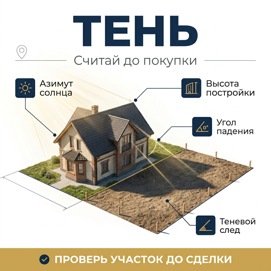 🌳 Тень от соседского дома: как посчитать её до покупки участка