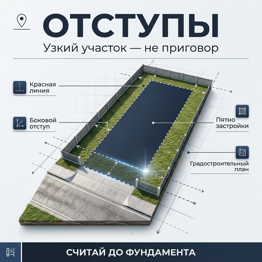 📏 Отступы съели пятно застройки: что делать с узким участком