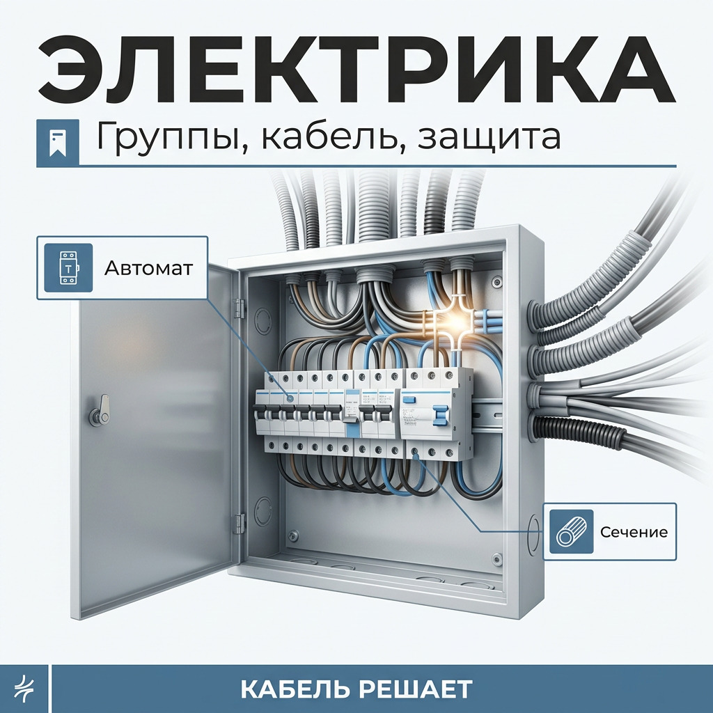 Сечение кабеля по нагрузке: считаем розетки, свет и варочную панель отдельно